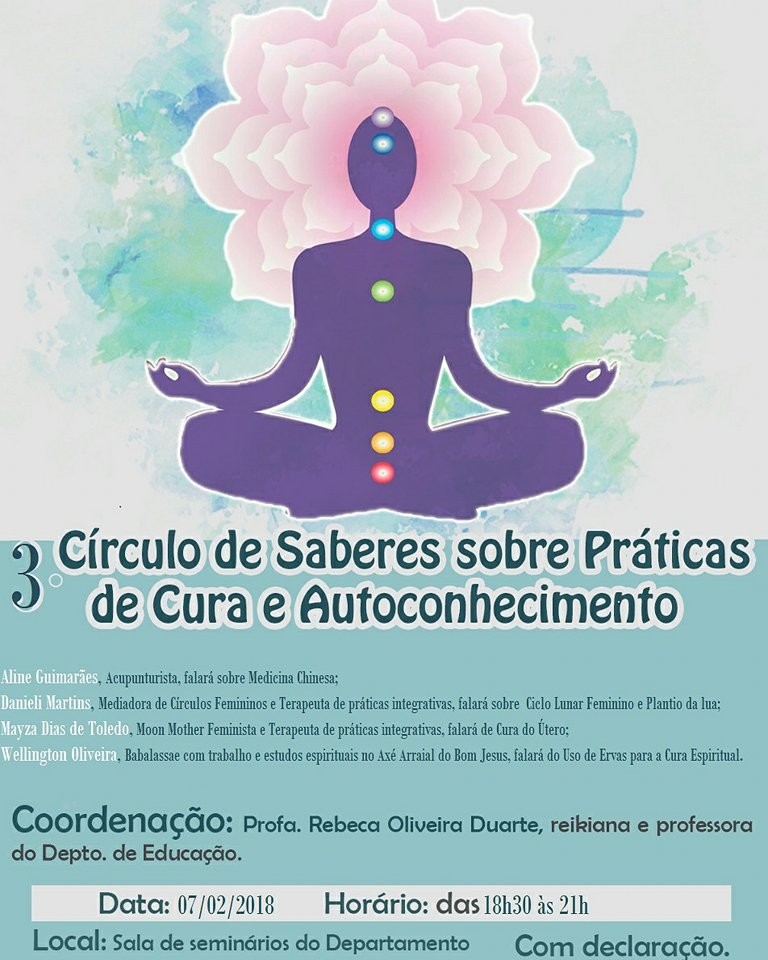 Cartaz Círculo de Saberes sobre Práticas de Cura e Autoconhecimento