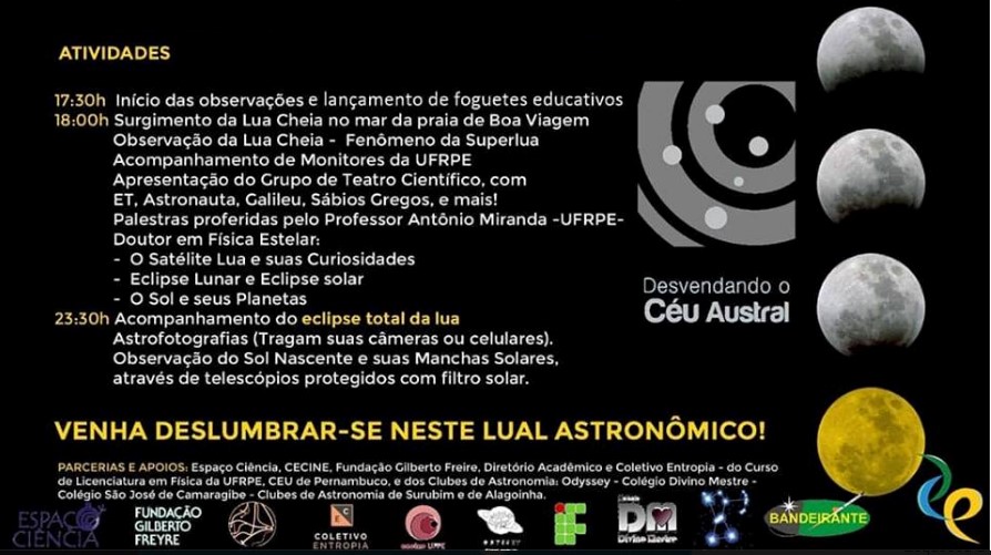 cartaz com informações do luau atronômico