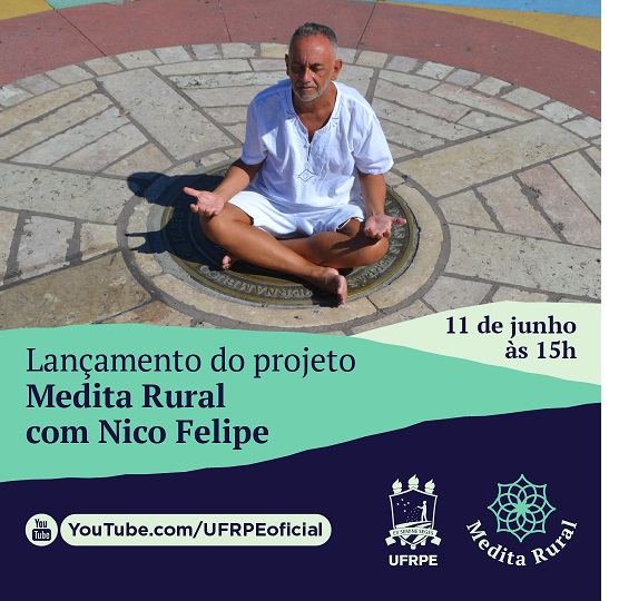 card de divulgação com imagem de Nico Felipe meditando sentado